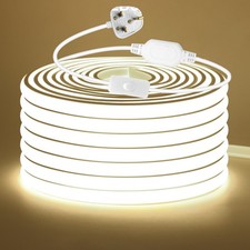 LED COB Neon Strip Lights 220V Flexible Tape Rope Lamp Waterproof IP67 + UK Plug
