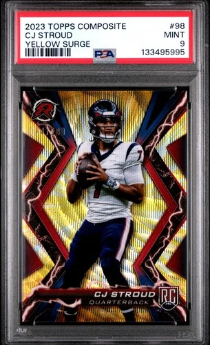 2023 TOPPS COMPOSITE YELLOW SURGE #98 CJ STROUD ROOKIE RC 74/200 PSA 9