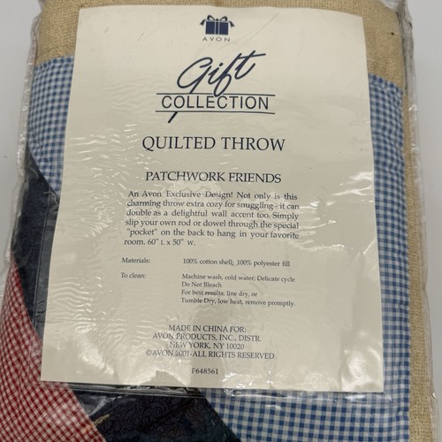 Vintage Patchwork Friends Quilted Throw Or Wall Accent Avon Gift Collection - Picture 2 of 6
