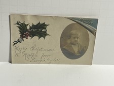 Christmas Greetings Portrait of Young Boy From Georgie Tyler To Ralph Postcard