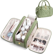 Travel Makeup Bag, Large Capacity Quilted Toiletry Bag Women Stand-Up Cosmetic