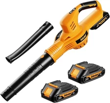 20V Cordless Leaf Blower, 150MPH Handheld Blower with 2 yellow-2 Battery 