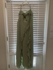Azazie Barbie 1001 Sheath Bow Chiffon Dress Women's A0 Dusty Sage New NWT