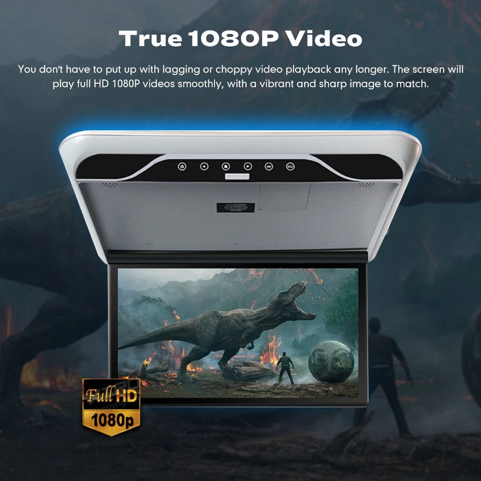 19.5" Flip Down Car Roof Monitor HD TFT 1080P Screen USB HDMI Ceiling Overhead - Image 4 of 4