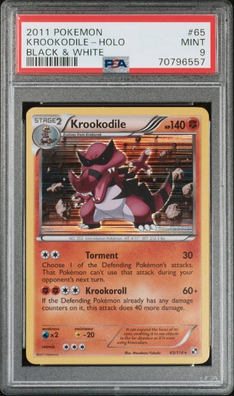 PSA 9 Mint 2011 Pokémon Krookodile Holo Black & White B&W Base Set #65