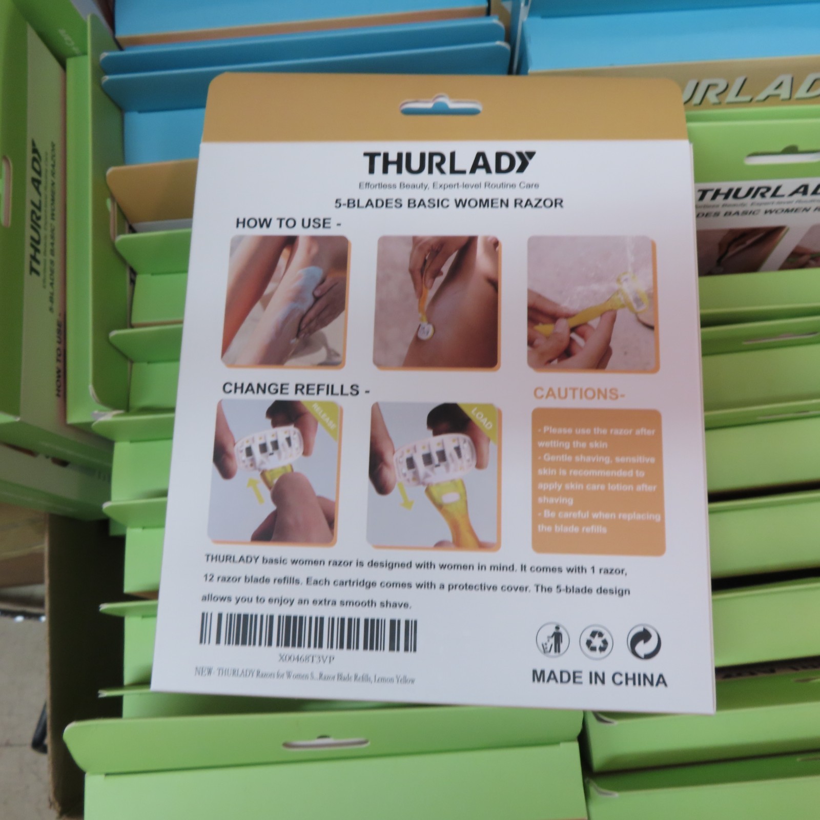 THURLADY 5-BLADE RAZOR FOR WOMEN + 12 REFILLS SHAVER LADY KIT *CHOOSE COLOR*