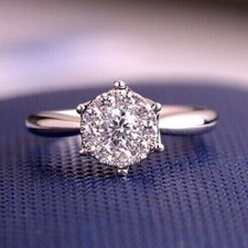 Women's Engagement Ring 2 CT Round Cut Simulated Diamond 14K White Gold Plated