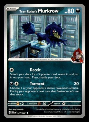 Team Rocket's Murkrow 127/182 Uncommon Destined Rivals Pokemon Near Mint