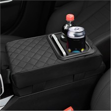 Center Console Cover with Cup Holder, Arm Rest Cover for Car Diamond Pattern