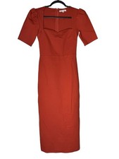 Reformation Clayten Knit Dress Sz XS Crimson Sweetheart Midi Bodycon Luxury NWT