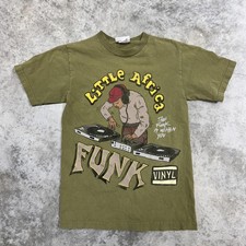 Funk Shirt Mens Small Green Little Africa DJ Vinyl Graphic Music Tee Turntable