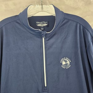 Straight Down Pullover Mens Large Navy Blue Pebble Beach Golf 1/4 Zip Stretch