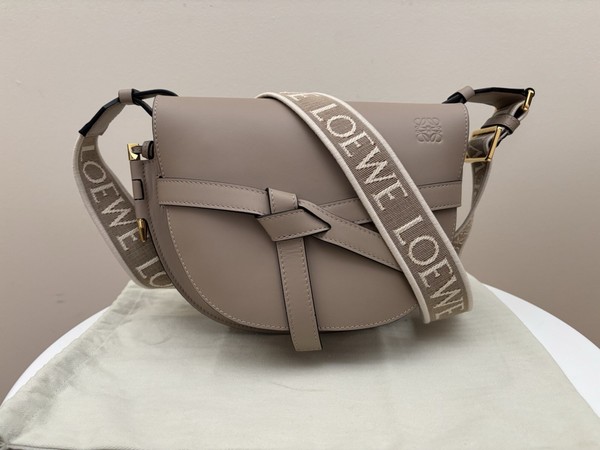 EUC Loewe GATE Dual Bag SMALL Soft Calfskin Jacquard & Adjustable Strap Sand