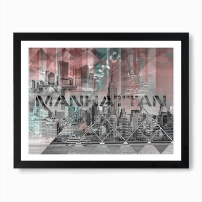Moderne Kunst Manhattan Collage Kunst Pr gerahmtes Wandbild Poster Leinwanddruck Bild