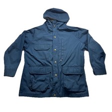 Vintage The Woolrich Woman Barn Chore Blue Jacket L Hooded Madein USA outdoor