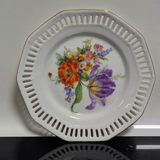 1950's Bavaria KM Porcelain Reticulated Trinket Plate Royal Porzellan Germany