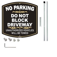 No Parking, Do Not Block Driveway Sign, 12 x 12 Inches Aluminum Sign with 3