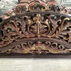 Pr Antique Chinese Red Brown Chinoiserie Gilt Carved Wall hanging Mirrors — photo 10