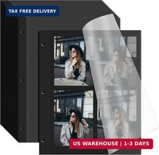 VOKOY 25 Sheets/50 Pages Photo Album Pages for 3 Ring Binder, Black Self Adhesiv