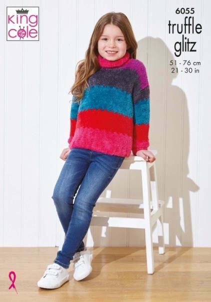 King Cole Kids Knitting Pattern Girls Sweater & Accessories Childrens Fashion (6055) - Image 3