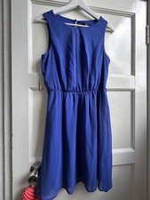 New Look Women’s Cobalt Blue Layered Chiffon Mini Dress Sz 12 Summer Party Beach