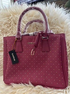 Bebe Sagan Studded Sachel Handbag - Pink 