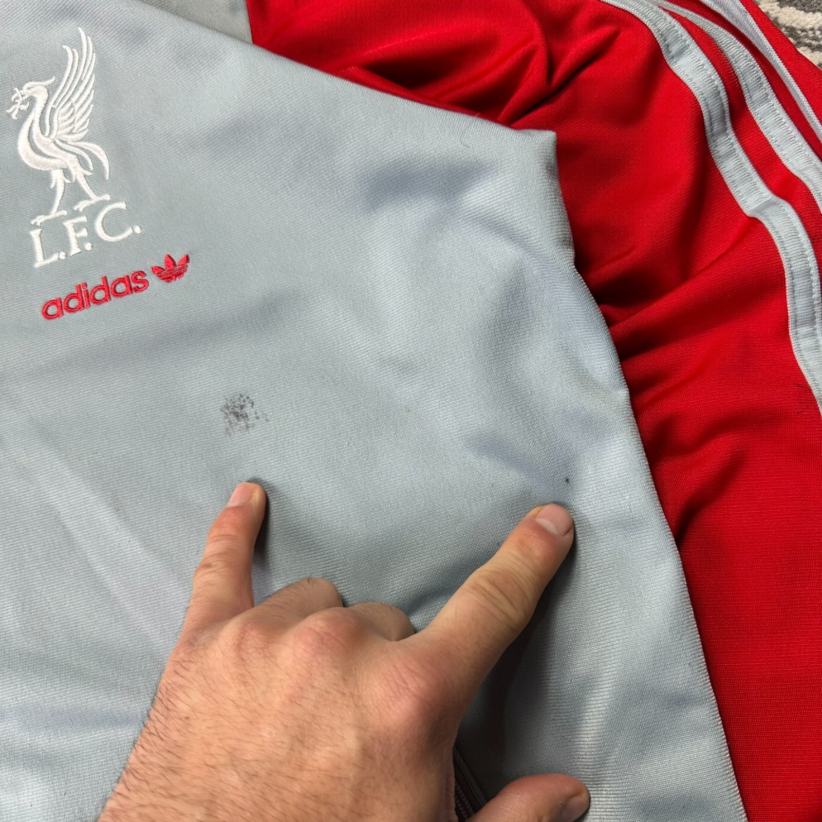 Vintage Adidas Liverpool FC 2000's Y2K Oversized Large Red Grey Track Jacket image 3