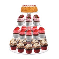 4 Tier Cupcake Stand Acrylic Round Dessert Display Stand for 38 Cupcakes