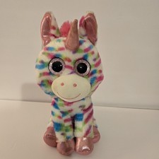 Hug Fun Colorful Unicorn Plush 12" Stuffed Animal White/Pink/Green/Blue Big Eyes