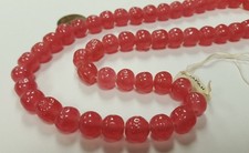 50 VINTAGE JAPANESE CHERRY BRAND GLASS DARK PINK 10mm. BAROQUE ROUND BEADS 4590T