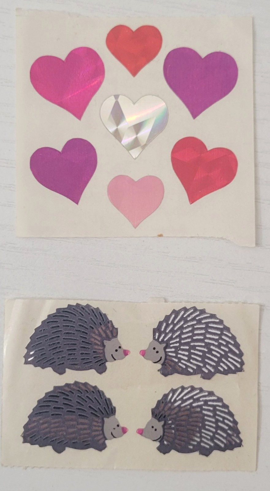 VTG Sandylion 1980s Stickers Mods Mylar Pearl Opal Prism Lot Hedgehog Hearts