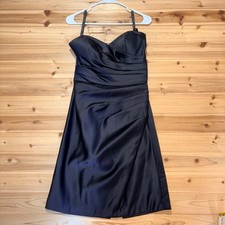 Bill Levkoff Dress Womens 12 Black Satin Strapless Cocktail Mini Dress