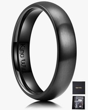 King Will 5mm Titanium Men Ring Basic Wedding Band Size 8 Domed,Black P 1/2 Gift