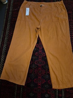 Women's George Lightweight Rust Cotton  Roll  Up Leg Jeans Wideleg Size 22