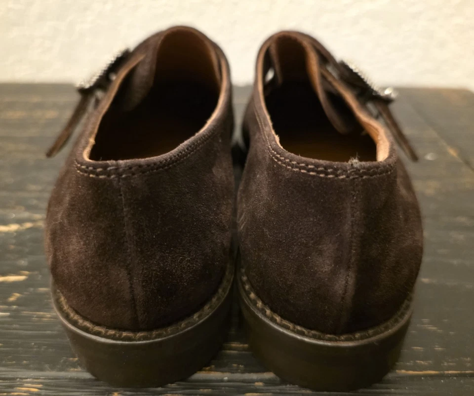 Mocasines de gamuza marrón vintage hechos a mano Joan David Italia correa monje 6 1/2 B para mujer Foto 3 de 4