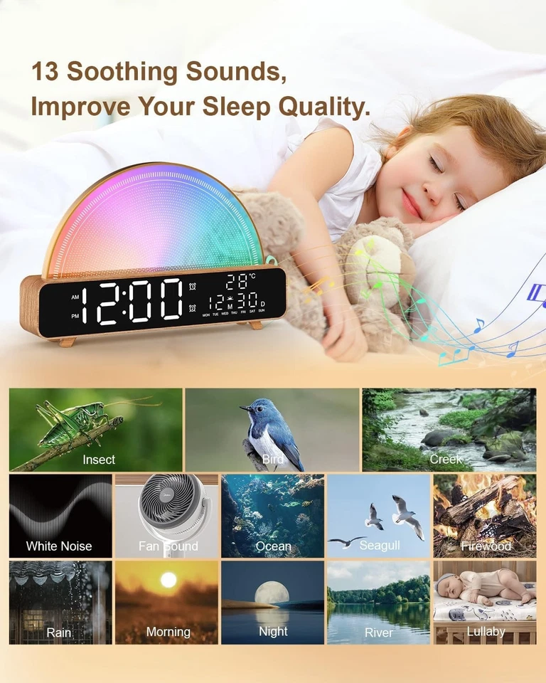 Sunrise Alarm Clock Wake Up Light with Sunrise Simulation White Noise Machine... - Image 4 of 4