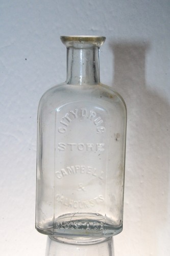 AUGUSTA GA  MEDICINE BOTTLE CITY DRUG STORE CAMPBELL & CALHOUNSTS 4'' SCARCE