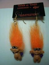 HALLOWEEN MASKED MAN EARRINGS - 2" Russ Troll Dolls - NEW IN ORIGINAL BAG