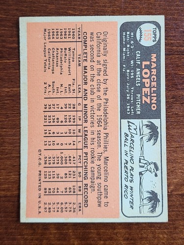 Tarjetas de béisbol Topps 1966 completan tu conjunto que elijas elegir cada una #151 - 300 - Imagen 9 de 231
