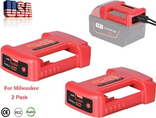 2 Pack USB Charger Adapter for Milwaukee 18V Li-ion Battery with Type-C USB
