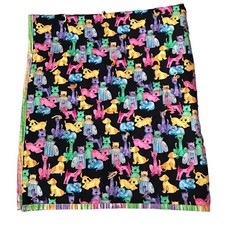 Handmade Baby Crib Blanket Dogs Cats Multi-colored Black Reversible L12