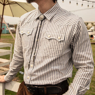 Red Tornado Vintage British Stripe Shirts Amekaji Leisure Suit Button-Down Shirt