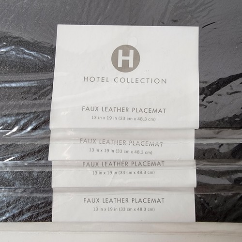 Set Of 4 New Hotel Collection Faux Leather Placemats Black Cat#JK - Picture 2 of 5