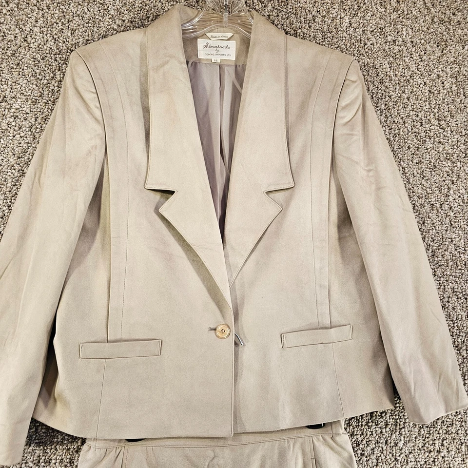 Blazer + Falda Glorasuede By Domino Imports 2 Piezas Mujer Talla 16 De Colección Foto 3 de 4