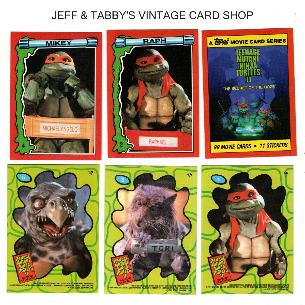 1991 TOPPS TEENAGE MUTANT NINJA TURTLES II CARDS & STICKERS SEE