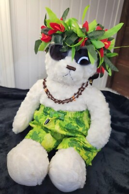 Hawaiin Aloha Plush NAP White Bear New Oshgosh 2T shorts, Sunglasses &Necklace