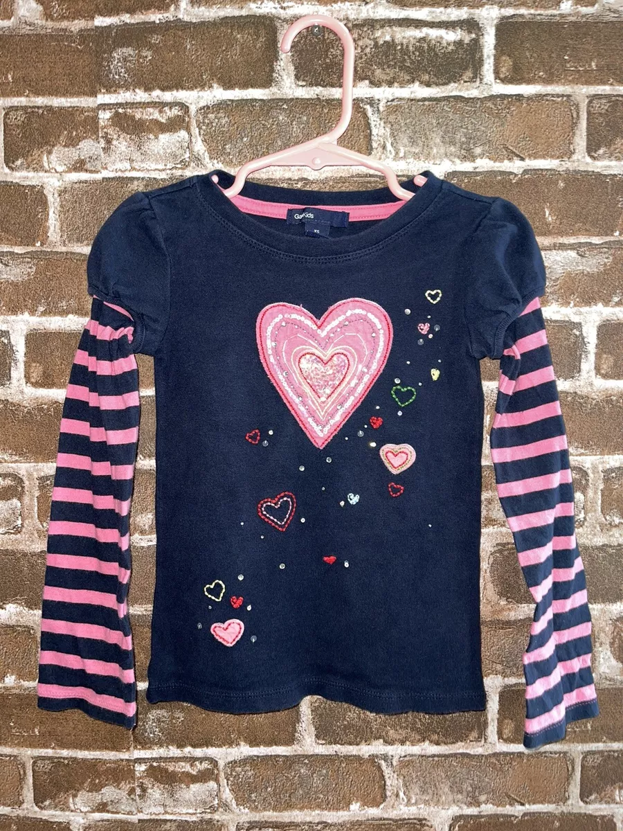 GAPKIDS GAP KIDS GIRLS XS 4 5 4 5 VALENTINES DAY SHIRT HEARTS 2 IN