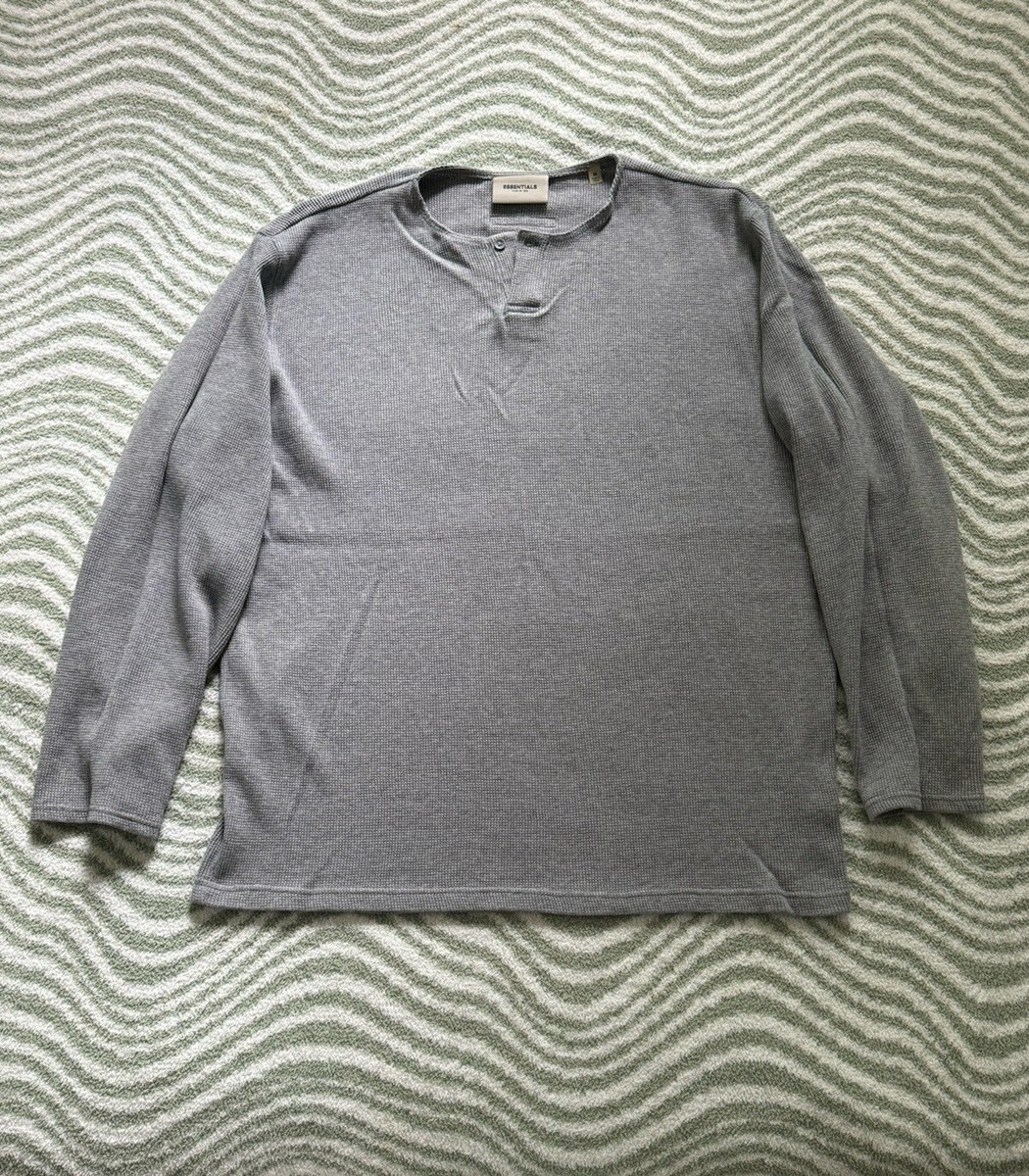 FOG Fear of God Essentials Thermal Henley Long Sleeve Waffle