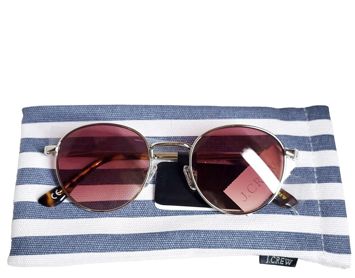 J.Crew Round Wire Frame Sunglasses Silver Rose with Case UVA  display picture 1