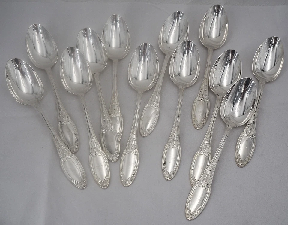 Ercuis Empire, 12 couverts de table, 24 pièces en métal argenté excellent état. - Photo 4/4